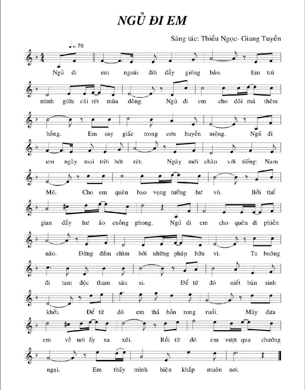 Sheet nhạc Ngủ Đi Em